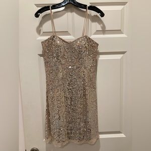 100% Silk Sequin mini dress by Basix